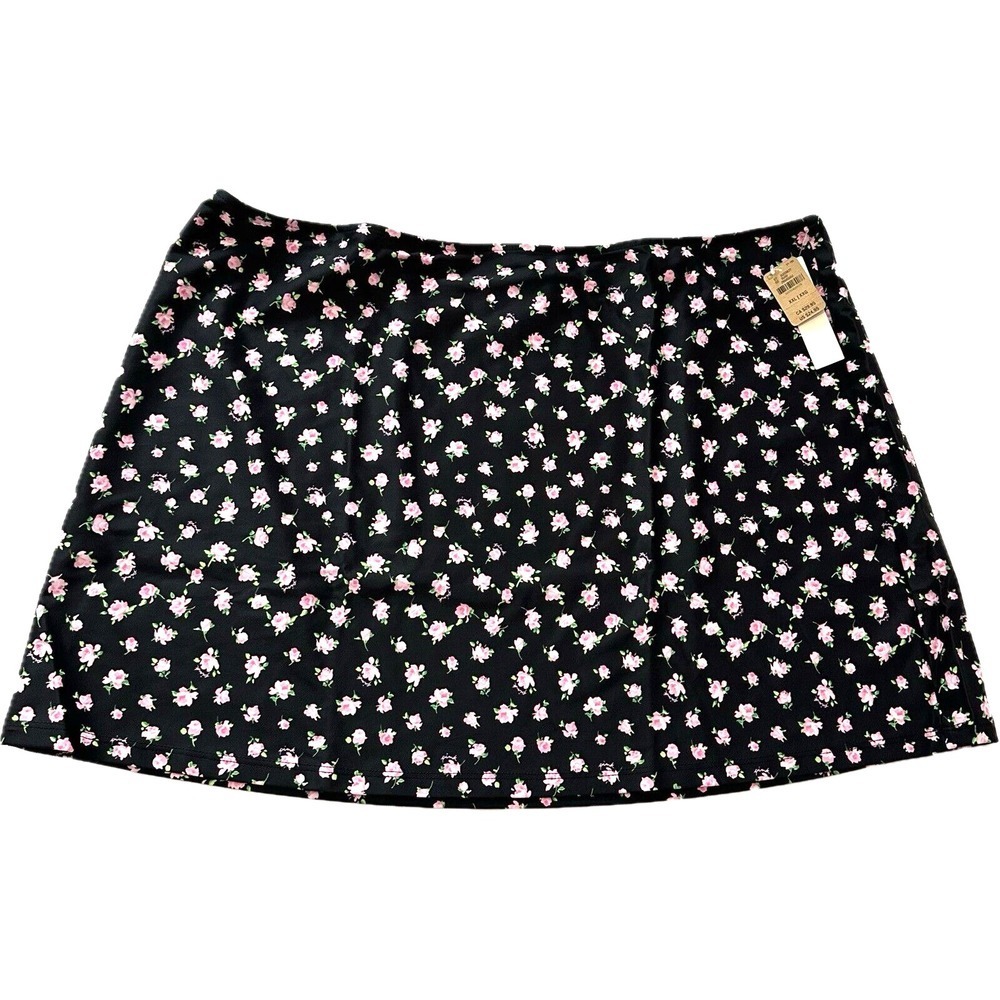 Victoria's Secret Swim Cover-Up Mini Skirt Women's XXL Black Pink Floral